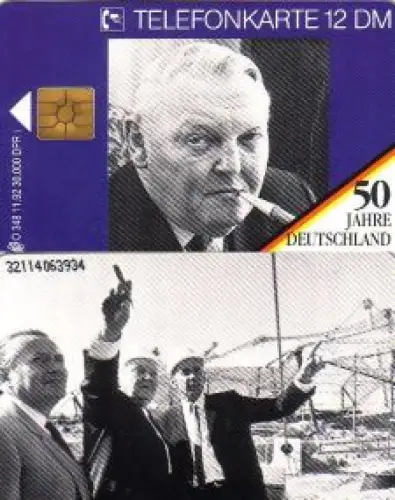Telefonkarte O 348 11.92 Ludwig Erhard - Bau Olympiastadion München W. Daume
