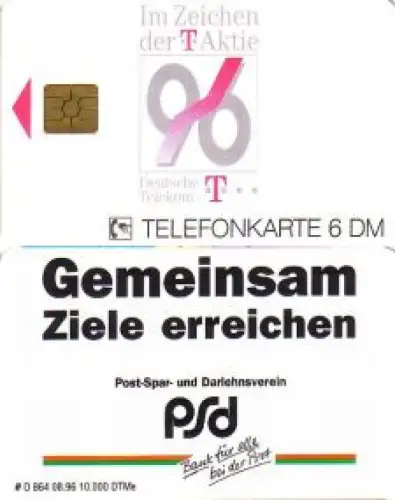 Telefonkarte O 864 08.96 psd Post-Spar- und Darlehnsverein - T-Aktien
