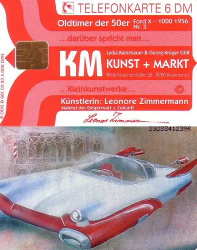 Telefonkarte O 681 03.93, Oldtimer - Ford X - 1000 1956, Aufl. 4000