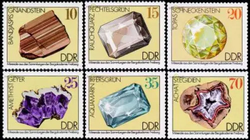 D,DDR Mi.Nr. 2006-11 Minerale aus der Bergakademie Freiberg (6 Werte)