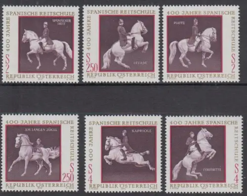 Österreich Mi.Nr. 1395-1400 400 Jahre Spanische Reitschule (6 Werte a.Block)