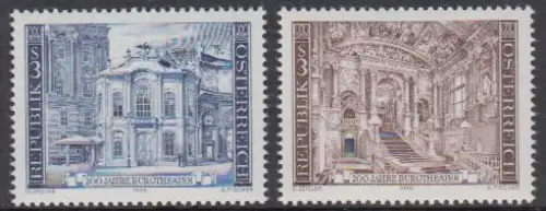 Österreich Mi.Nr. 1507-8 200 Jahre Burgtheater (2 Werte a. Block)