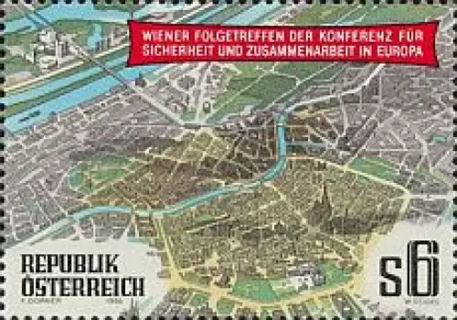 Österreich Mi.Nr. 1867 KSZE, Luftaufnahme von Wien, Marke aus Block (6)