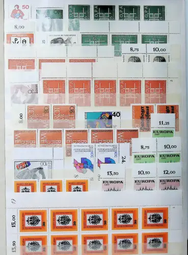 Bundesrepublik Dubletten 60er- bis 80er-Jahre, meist postfrisch, viele Einheiten