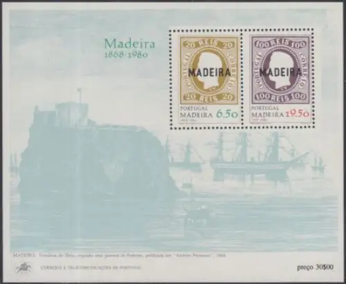 Portugal-Madeira Mi.Nr. Block 1 112.J.tag erste Markenausgabe Madeiras