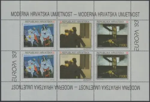 Kroatien Mi.Nr. Klbg.240-42 Europa 93, Zeitgenössische Kunst (mit 2x240-42)