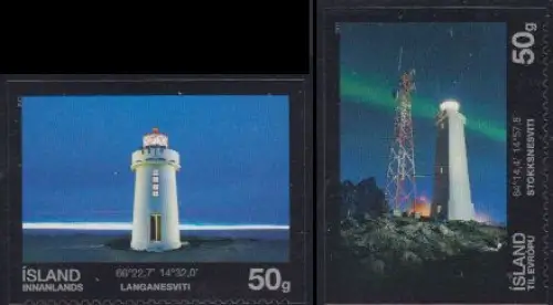 Island Mi.Nr. 1308-09 Leuchttürme Langanes und Stokksnes, skl. (2 Werte)