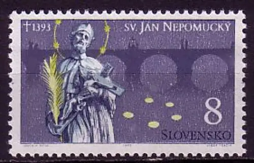Slowakei Mi.Nr. 167 Johannes v. Nepomuk, Karlsbrücke Prag (6 Sk)