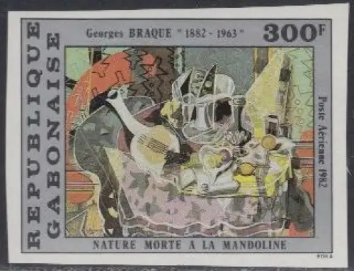 Gabun Mi.Nr. 839U 100.Geb. Georges Braque, Stillleben mit Mandoline (300)