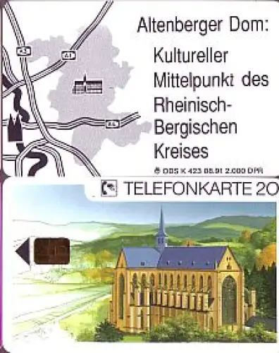Telefonkarte K 423 08.91, Altenberger Dom, Aufl. 2000