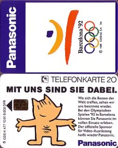 Telefonkarte K 477 10.91, Panasonic - Olympia 92, Aufl. 9000