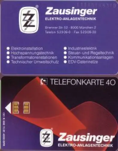 Telefonkarte K 588 11.91, Zausinger, Aufl. 4000