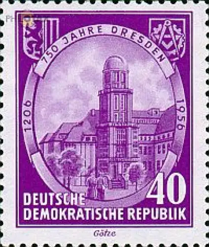 D,DDR Mi.Nr. 526 750 Jahre Dresden, TH mit Turm der Sternwarte (40)