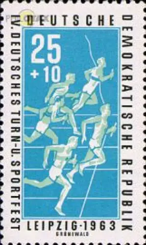 D,DDR Mi.Nr. 965 Dt. Turn- und Sportfest, Männer-Staffellauf (25+10)