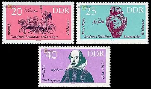 D,DDR Mi.Nr. 1009-11 Berühmte Künstler (3 Werte)