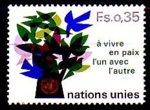 UNO Genf Mi.Nr. 72 Freim. Baum, In Frieden miteinander leben (0,35)