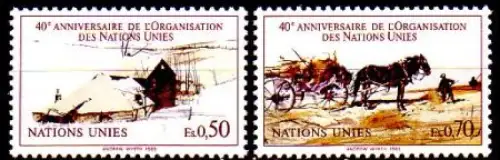 UNO Genf Mi.Nr. 133-34A 40 Jahre UNO, Gemälde von Andrew Wyeth, gez. (2 Werte)