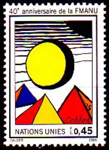 UNO Genf Mi.Nr. 148 40 Jahre WFUNA, Kugel und Prismen von A. Calder (0,45)