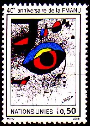 UNO Genf Mi.Nr. 149 40 Jahre WFUNA, Das Augo von Joan Miró (0,50)