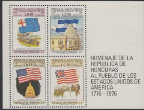 Honduras Mi.Nr. Block 28 200J. USA-Unabhängigkeit, Flaggen
