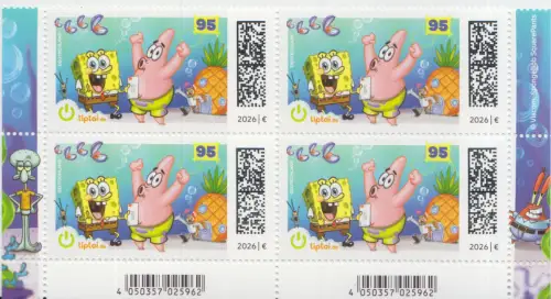 D,Bund Mi.Nr. 3958 SpongeBob Schwammkopf (Viererblock)