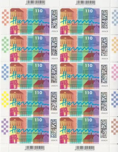 D,Bund Mi.Nr. 3954, 800 Jahre Stadt Hamm (Kleinbogen)