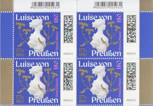D,Bund Mi.Nr. 3955, 250. Geburtstag von Luise von Preußen (Viererblock)