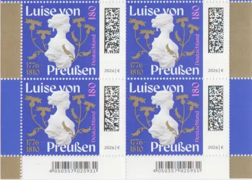 D,Bund Mi.Nr. 3955, 250. Geburtstag von Luise von Preußen (Viererblock)