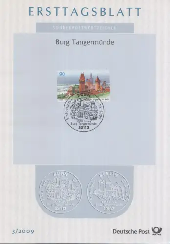 D,Bund Mi.Nr. 3/2009, 1000 Jahre Burg Tangermünde