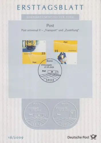 D,Bund Mi.Nr. 16/2009 Post universal: Transport / Zustellung
