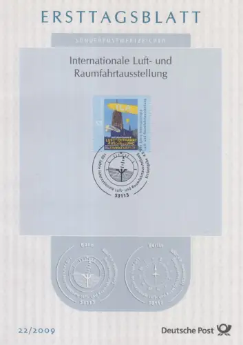 D,Bund Mi.Nr. 22/2009, 100 Jahre Int. Luft- und Raumfahrtausstellung ILA