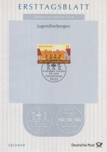 D,Bund Mi.Nr. 29/2009, 100 Jahre Jugendherbergen