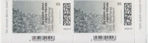 D,Bund Mi.Nr. 3956, 200 Geburtstag von Julie Hausmann (Paar)
