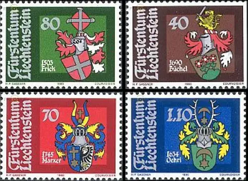 Liechtenstein Mi.Nr. 743-46 Wappen der Landammänner (I) (4 Werte)