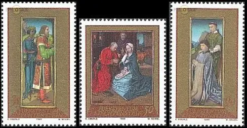 Liechtenstein Mi.Nr. 978-80 Weihnachten 89, Andachtstriptychon (3 Werte)
