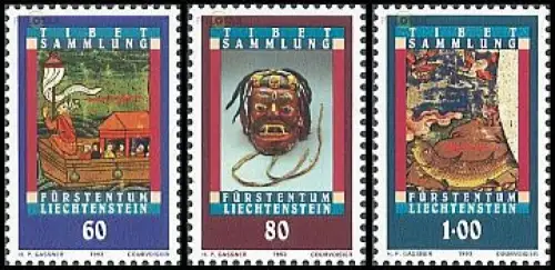 Liechtenstein Mi.Nr. 1061-63 Liechtensteinische Tibetsammlung (3 Werte)