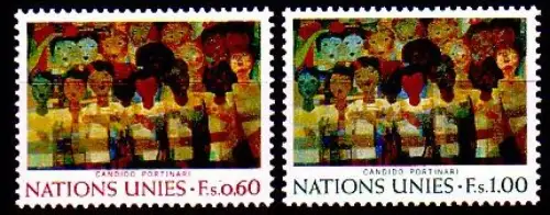 UNO Genf Mi.Nr. 41-42 Wandgemälde Krieg und Frieden von Portinari (2 Werte)