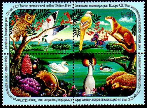 UNO Genf Mi.Nr. Zdr.194-97 ECE, Für eine bessere Umwelt, Fauna und Flora