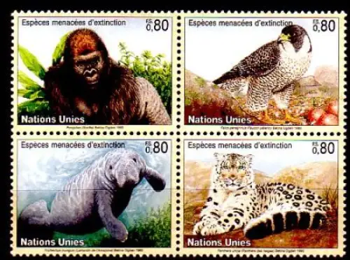 UNO Genf Mi.Nr. Zdr.227-30 Gefährdete Arten, Fauna