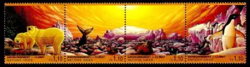 UNO Genf Mi.Nr. Zdr.239-42 Klimaveränderung, Tiere in Polarlandschaft