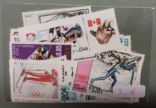 Biathlon, Paket mit 25 verschiedenen Briefmarken