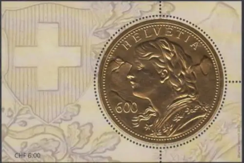 Schweiz Mi.Nr. Block 53 Goldmünze der Schweiz "Goldvreneli"