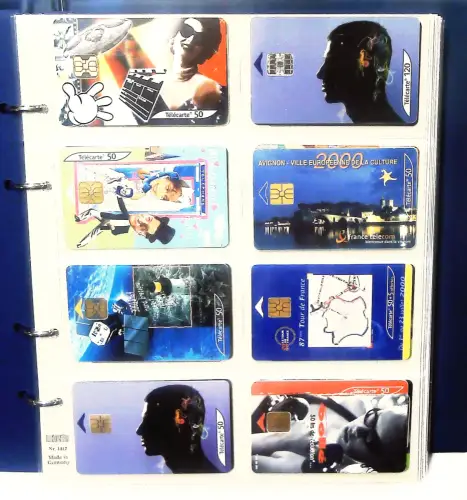Telefonkarten Frankreich Sammlung 168 Karten im Album mit Schuber