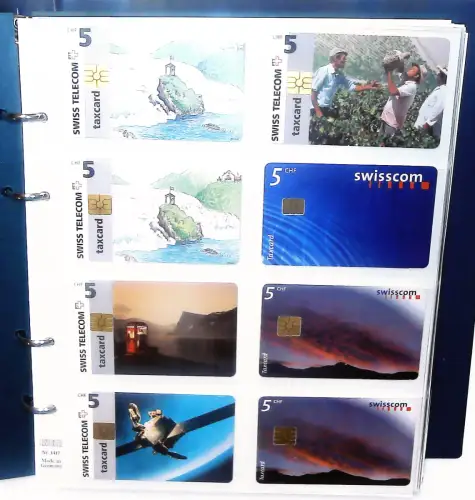 Telefonkarten Schweiz Sammlung 162 Karten im Album mit Schuber