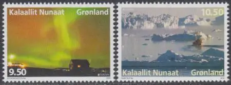 Grönland Mi.Nr. 613-14 Europa 12 Besuche, Nordlicht, Eisberge (2 Werte)