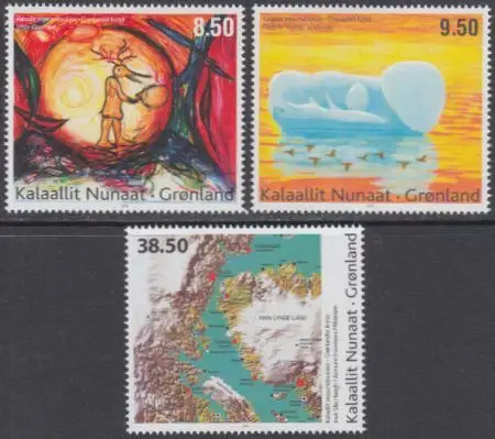 Grönland Mi.Nr. 606-08 Zeitgenössische Kunst, Gemälde und Graphik (3 Werte)