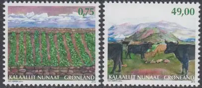 Grönland Mi.Nr. 617-18 Einheim.Landwirtschaft, Gemüseanbau, Viehhaltung (2 W.)
