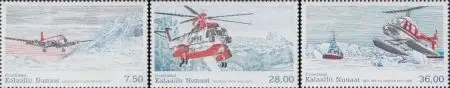 Grönland Mi.Nr. 619-21 Grönländische Zivilluftfahrt, DC 4 und Hubschrauber (3W.)
