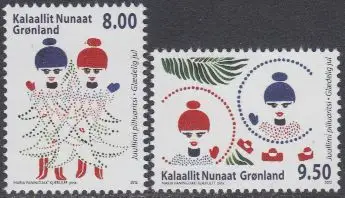 Grönland Mi.Nr. 625-26 Weihnachten, Zeichnungen Inuitmädchen (2 Werte)