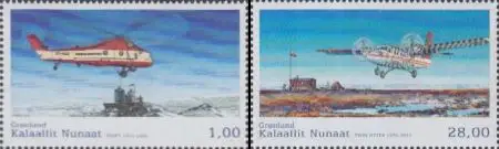 Grönland Mi.Nr. 650-51 Grönländische Zivilluftfahrt, Hubschrauber + DHC-6 (2 W.)